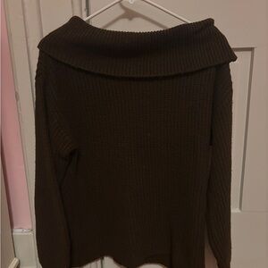 Francesca's Collections Dark Brown Off-Shoulder Sweater